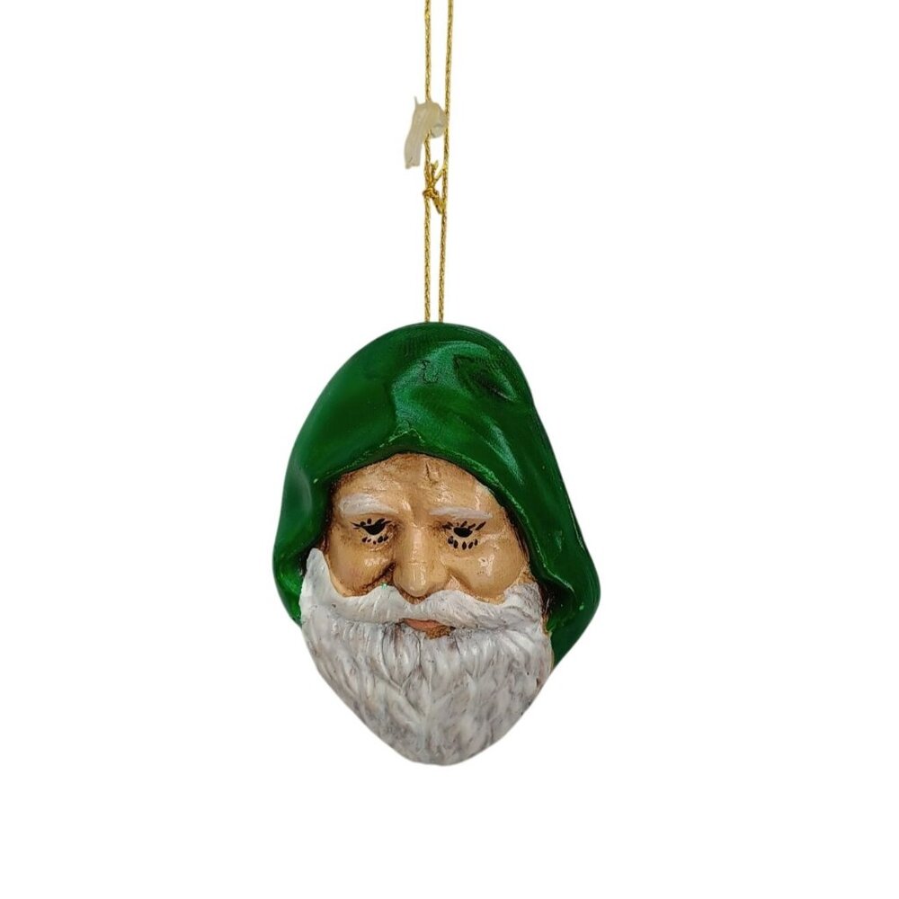 Hand-Painted Irish Santa Claus Ornament‎ With Green Hood